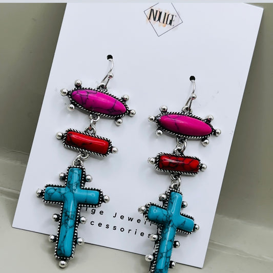 Boho Cross Statement Earrings