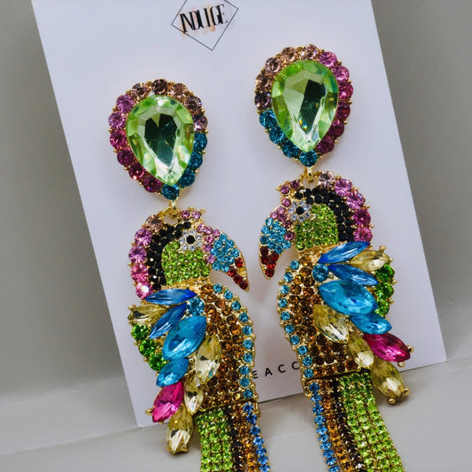 Tropical Glam Parrot Statement Earrings