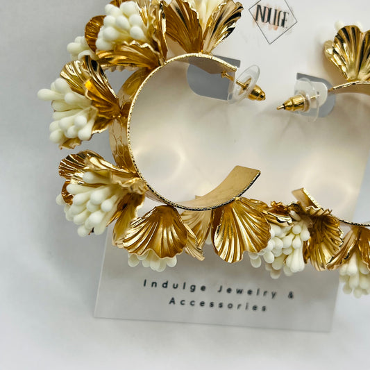 Large Intricate Flowers Hoop Earrings