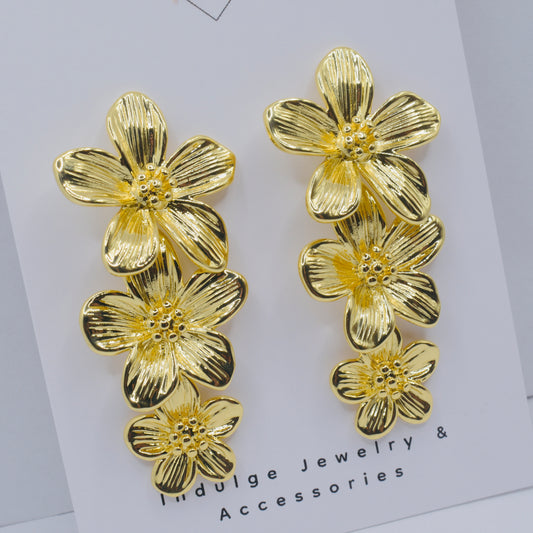 Flower Drop Stud Earrings