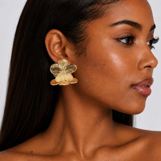 Flower Cuff Hoop Earrings