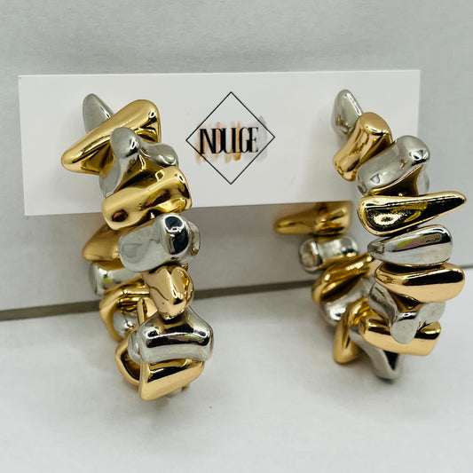 Pebble Metal Mixed Hoop Earrings