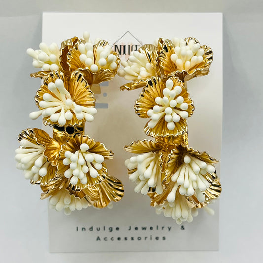 Large Intricate Flowers Hoop Earrings