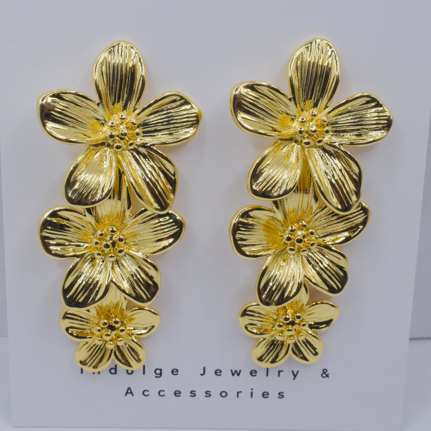 Flower Drop Stud Earrings