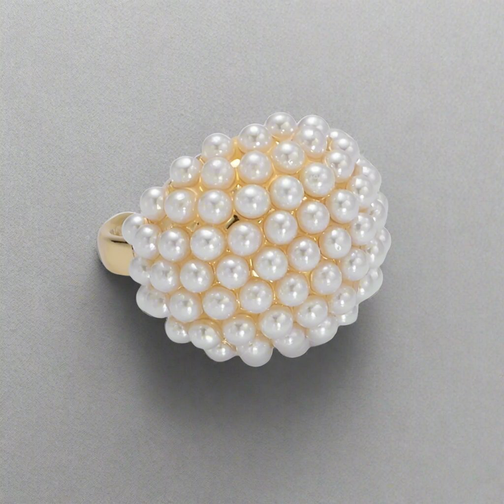 Shell Pearl Beaded Bubble Signet Ring