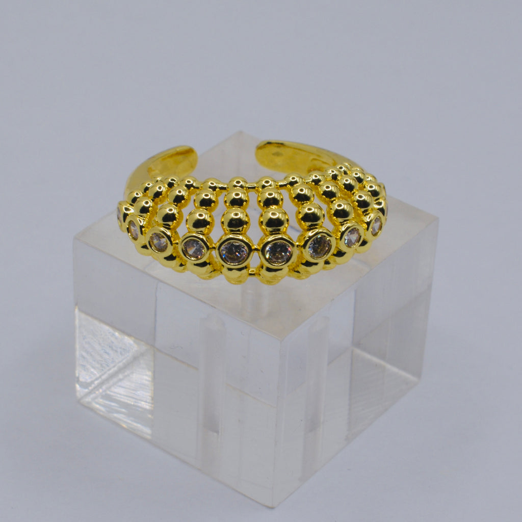 Beaded Bubble Geometric Ring