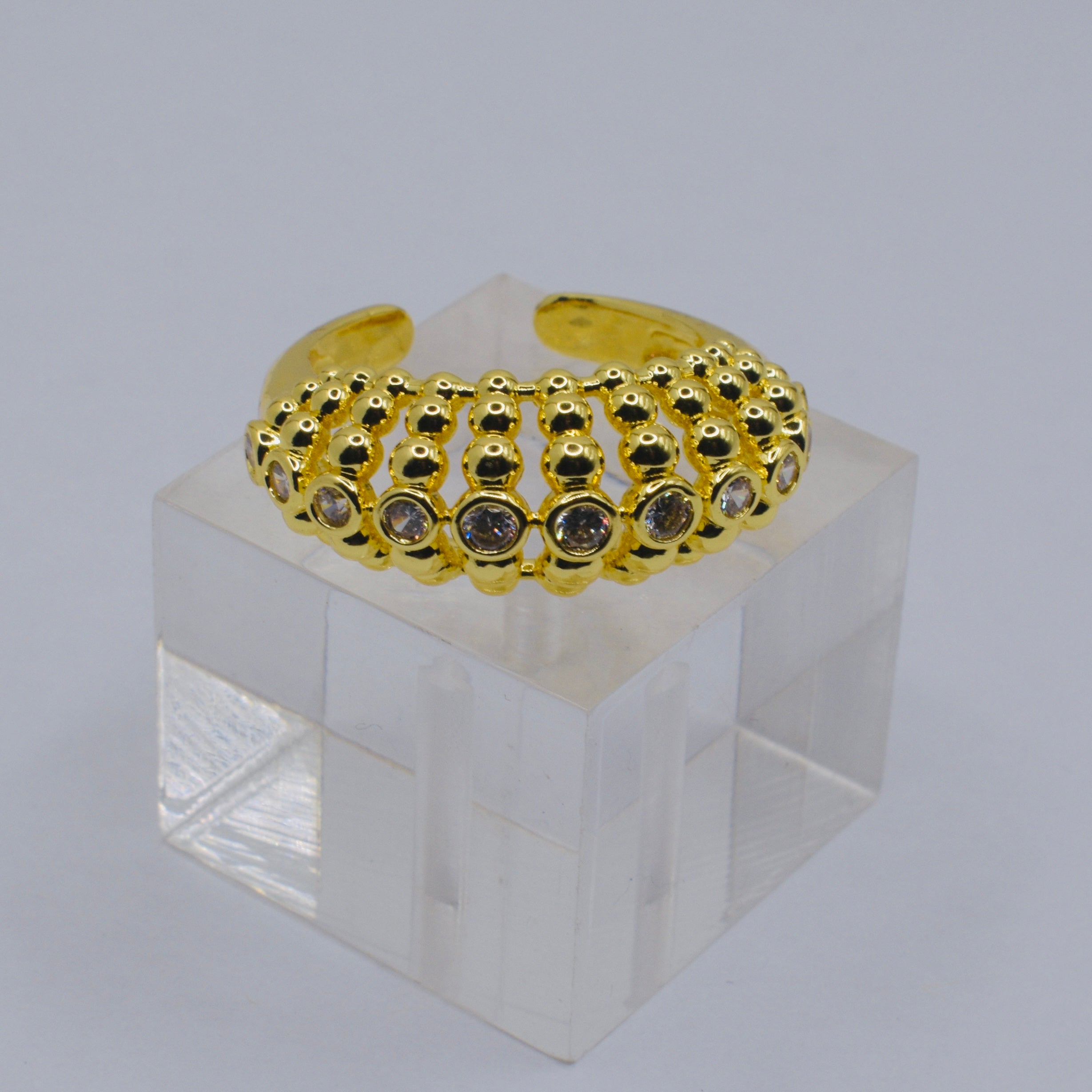 Beaded Bubble Geometric Ring