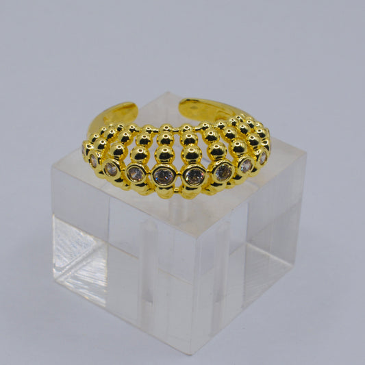 Beaded Bubble Geometric Ring