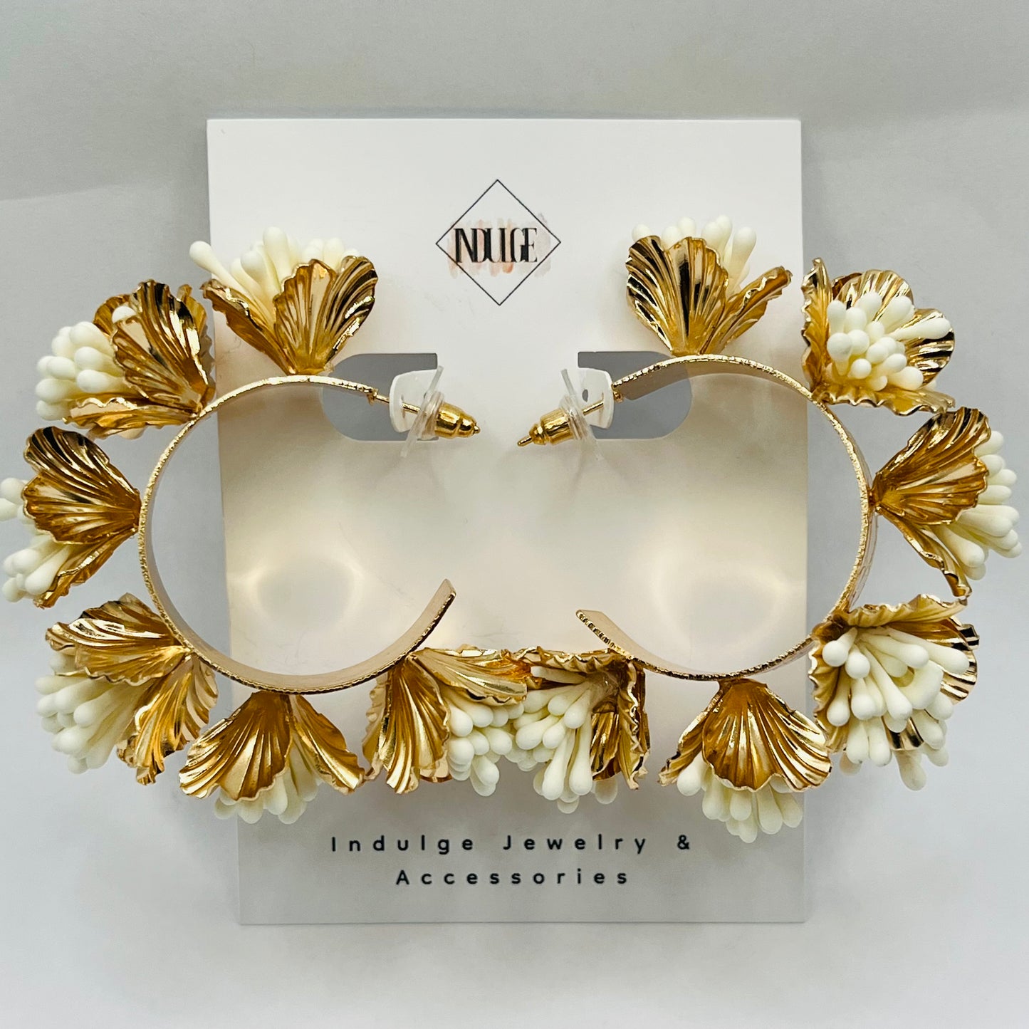 Large Intricate Flowers Hoop Earrings