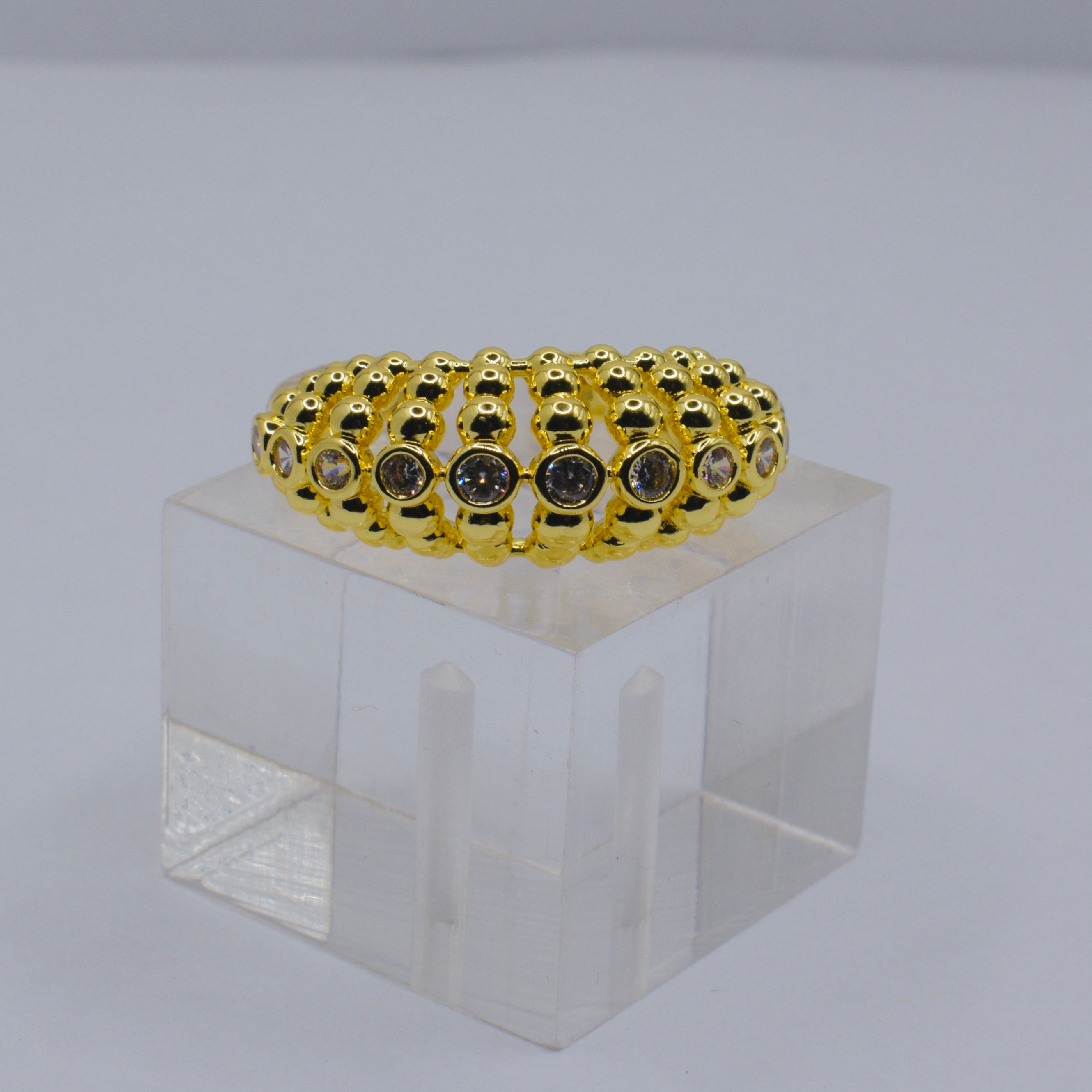 Beaded Bubble Geometric Ring