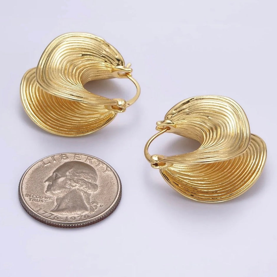 Textured Curved Latch Hoop Earrings