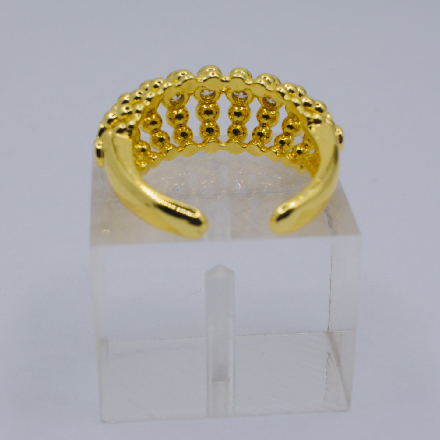 Beaded Bubble Geometric Ring