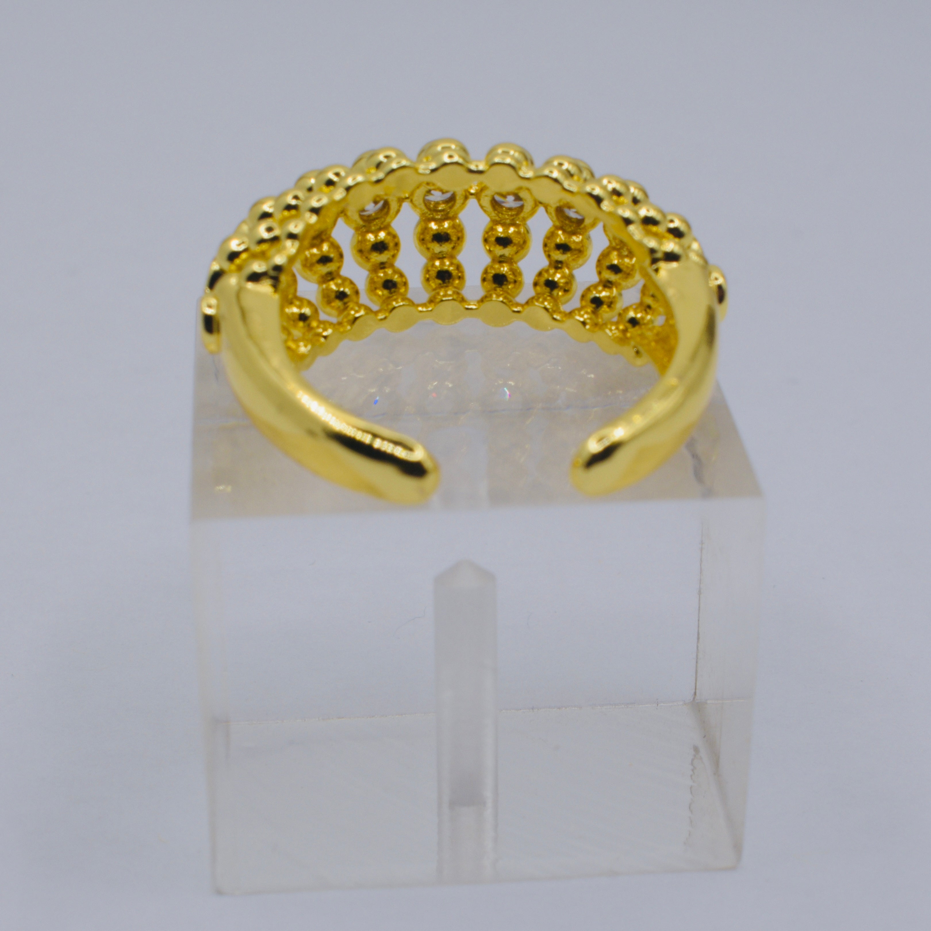 Beaded Bubble Geometric Ring