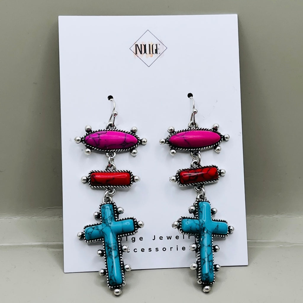 Boho Cross Statement Earrings