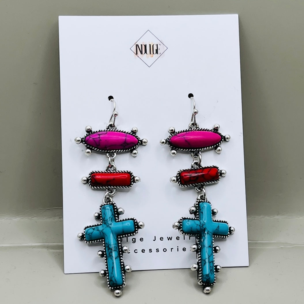 Boho Cross Statement Earrings