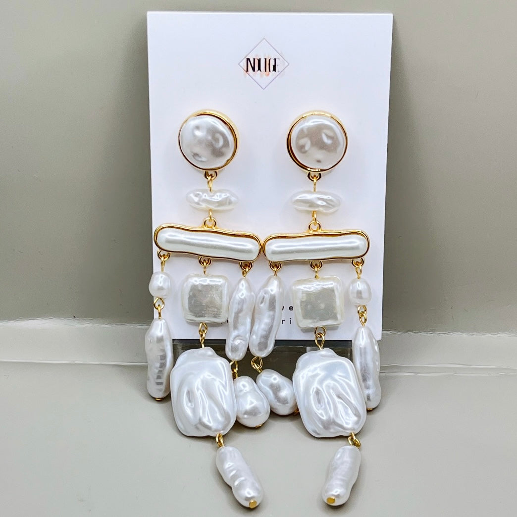 Pearlescent Cascade Statement Earrings