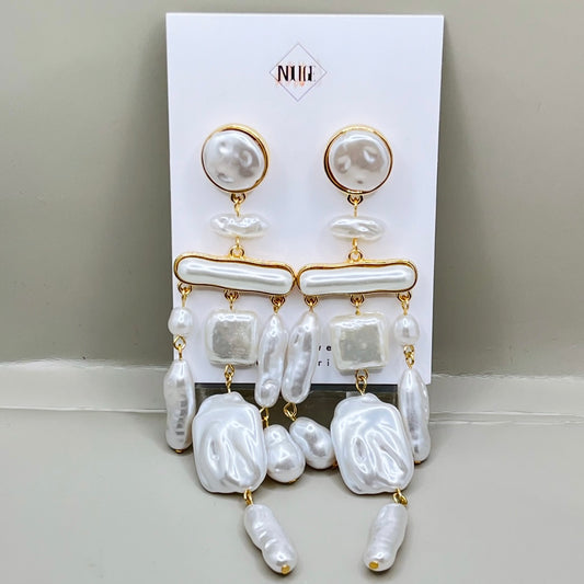 Pearlescent Cascade Statement Earrings