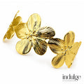 Flower Textured Wide Cuff Bracelet