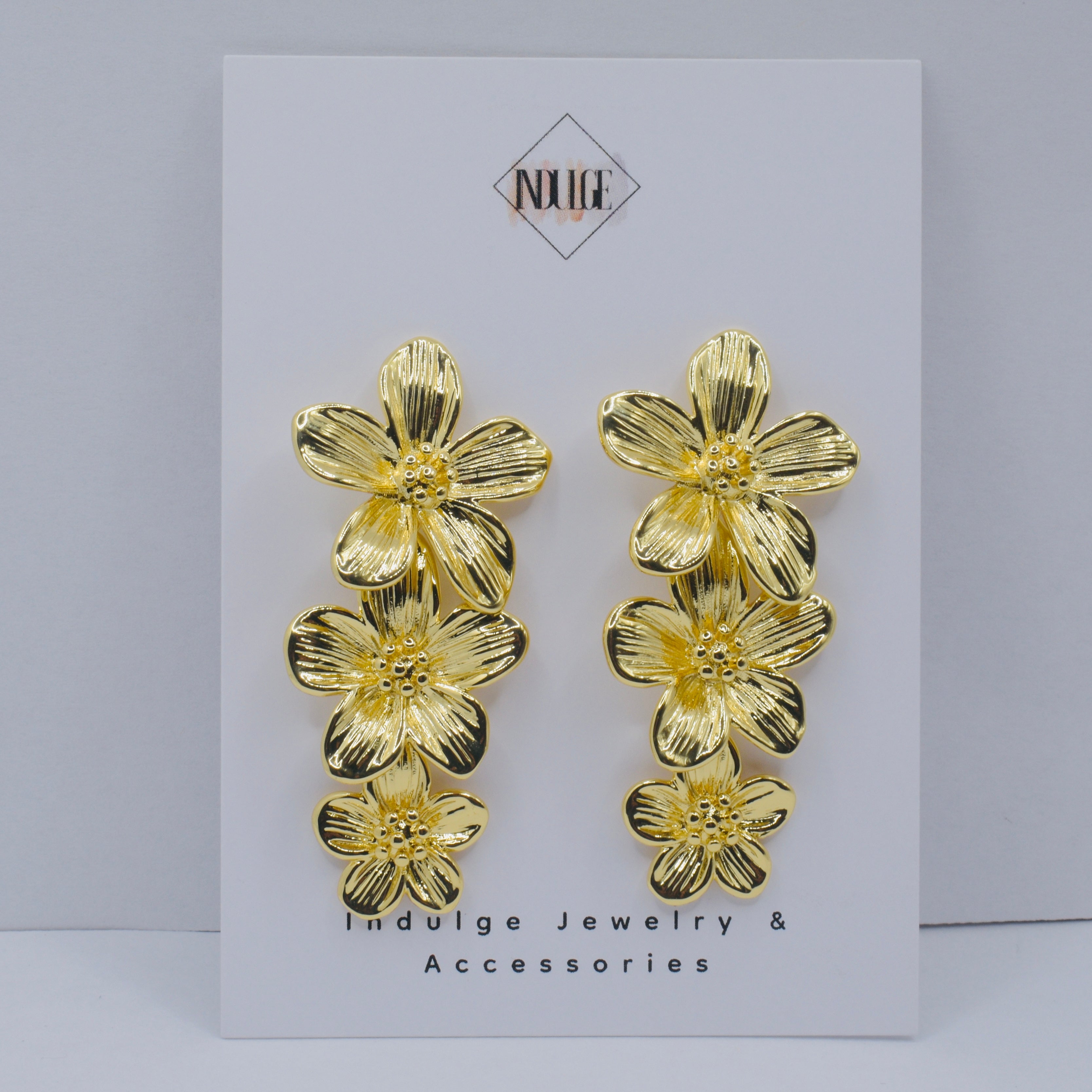 Flower Drop Stud Earrings