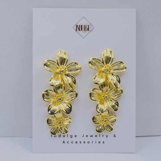 Flower Drop Stud Earrings