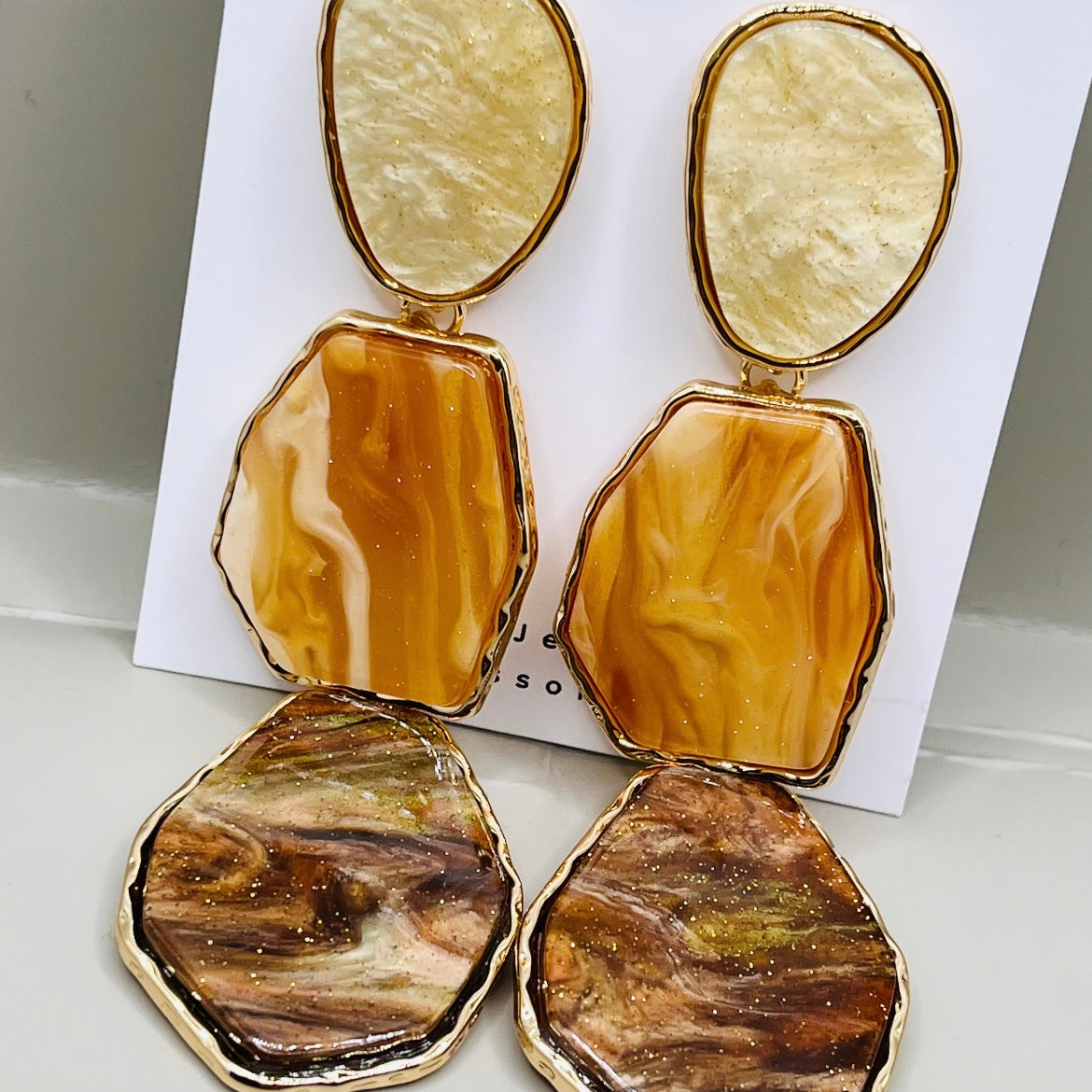 Amber Earth Statement Earrings