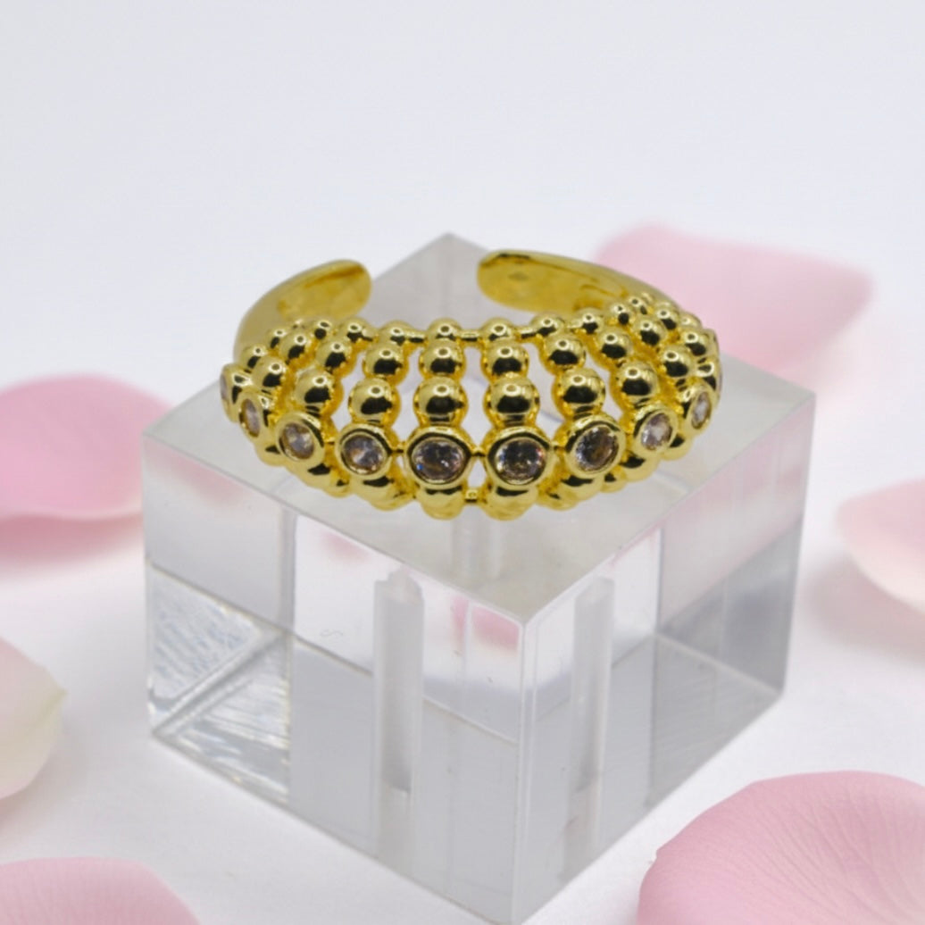 Beaded Bubble Geometric Ring