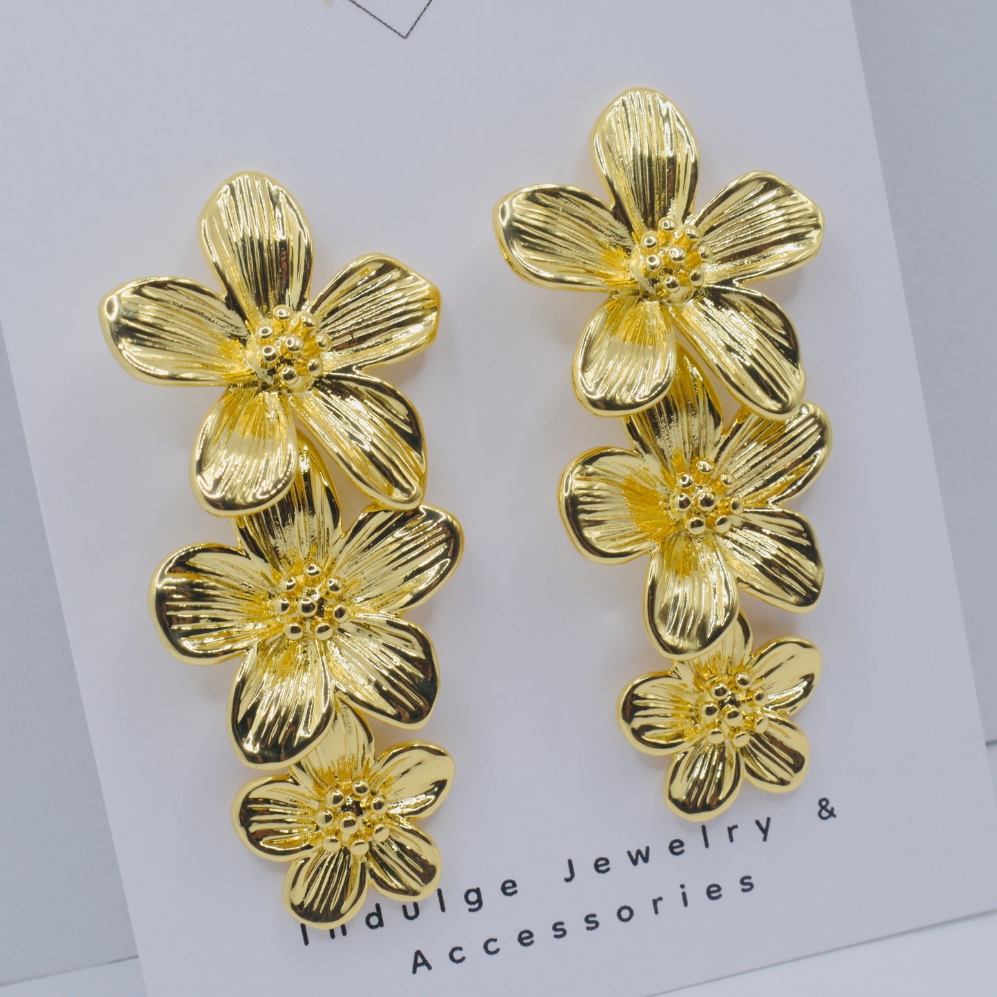 Flower Drop Stud Earrings