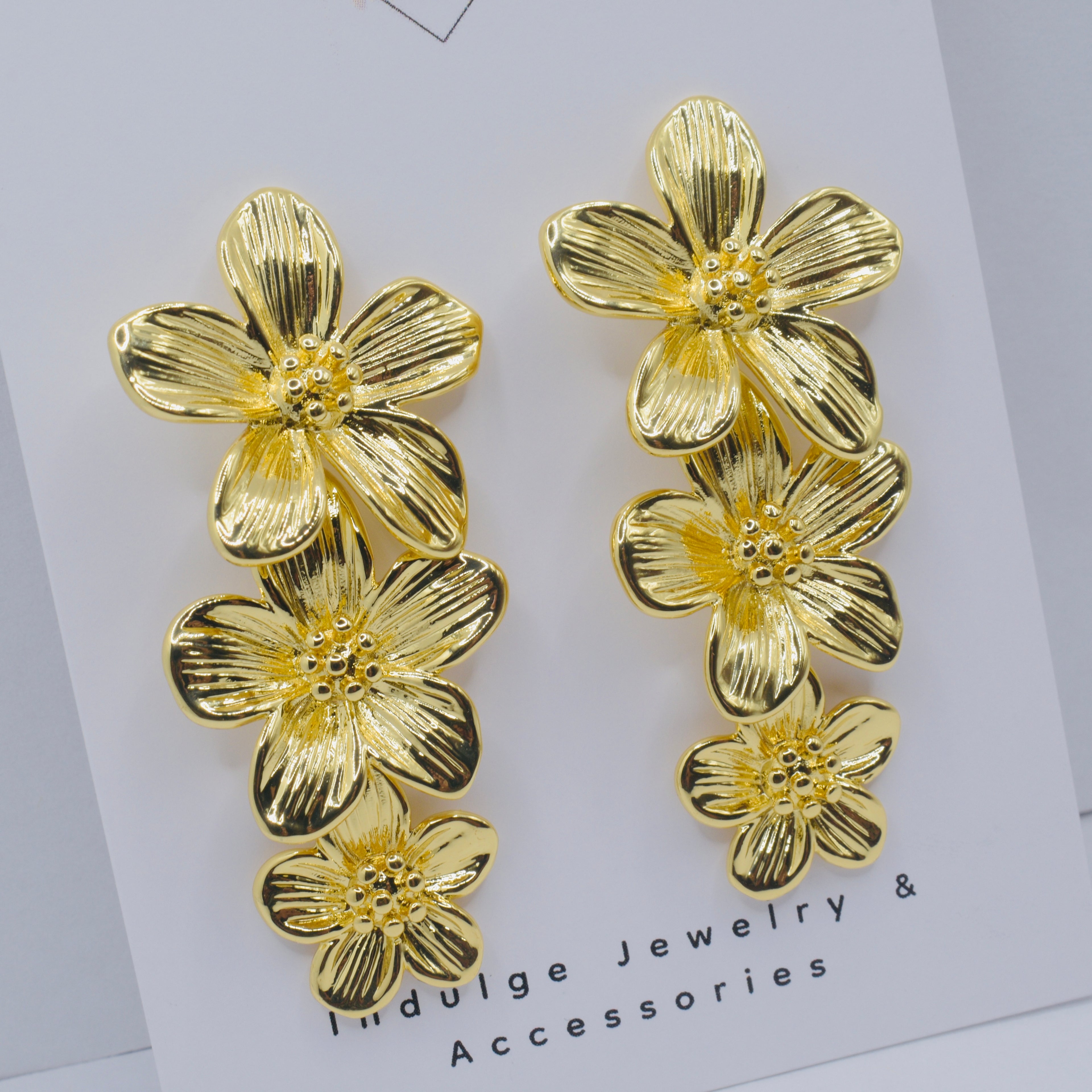 Flower Drop Stud Earrings