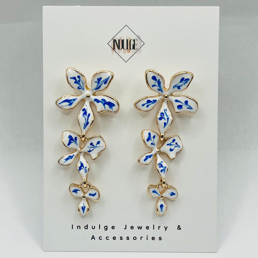 Ceramic Bloom Chain Dangle Earrings