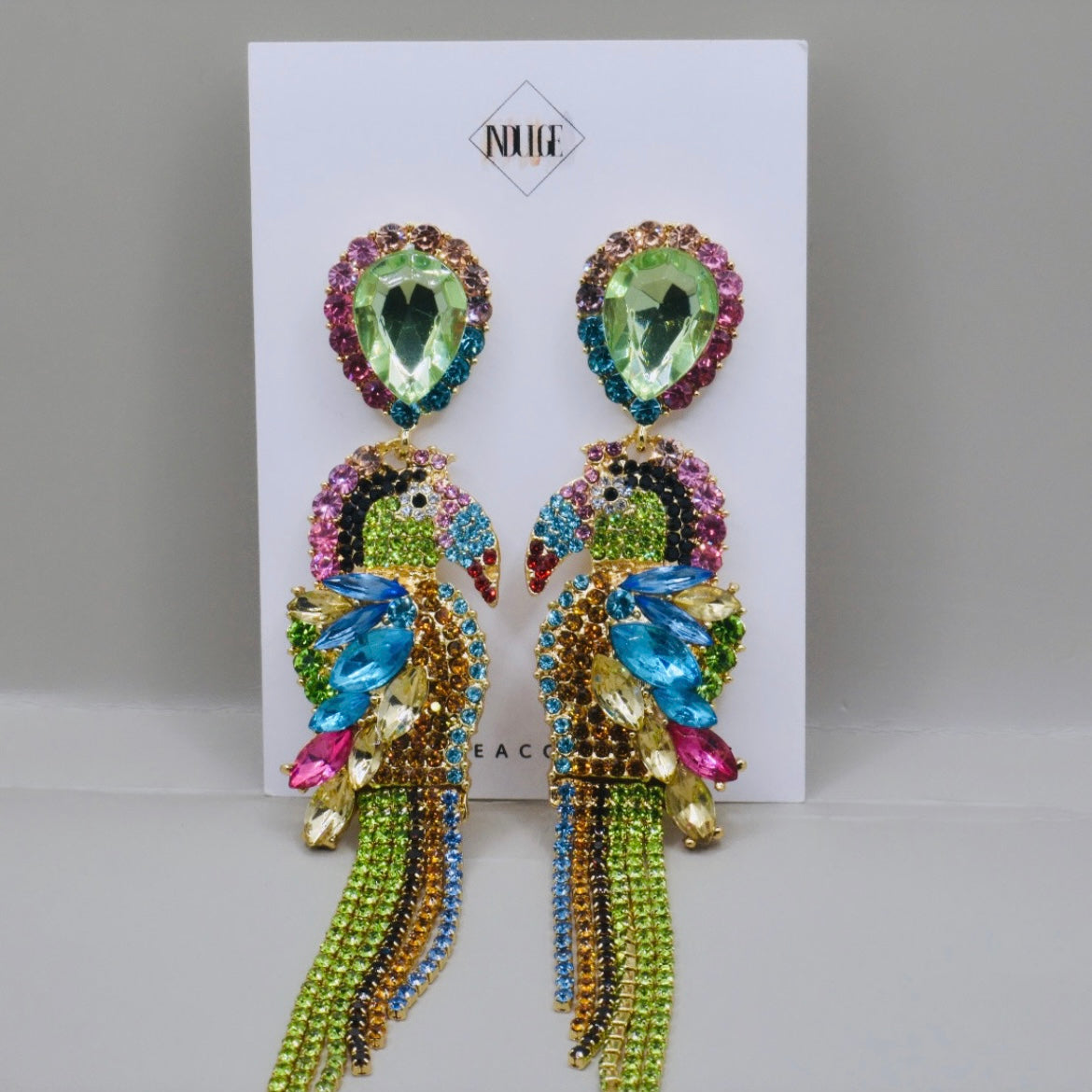 Tropical Glam Parrot Statement Earrings