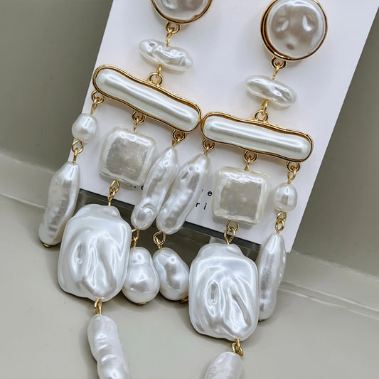 Pearlescent Cascade Statement Earrings
