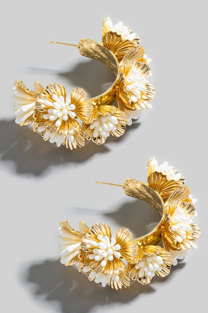 Large Intricate Flowers Hoop Earrings