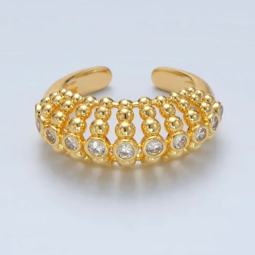 Beaded Bubble Geometric Ring