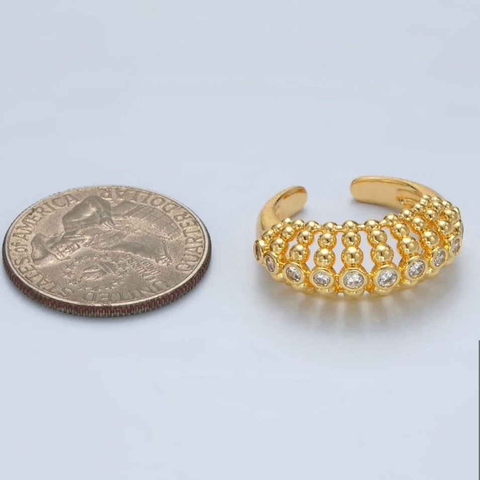 Beaded Bubble Geometric Ring