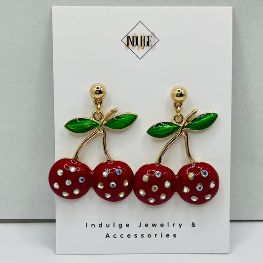 Cherry Crystal Drop Earrings
