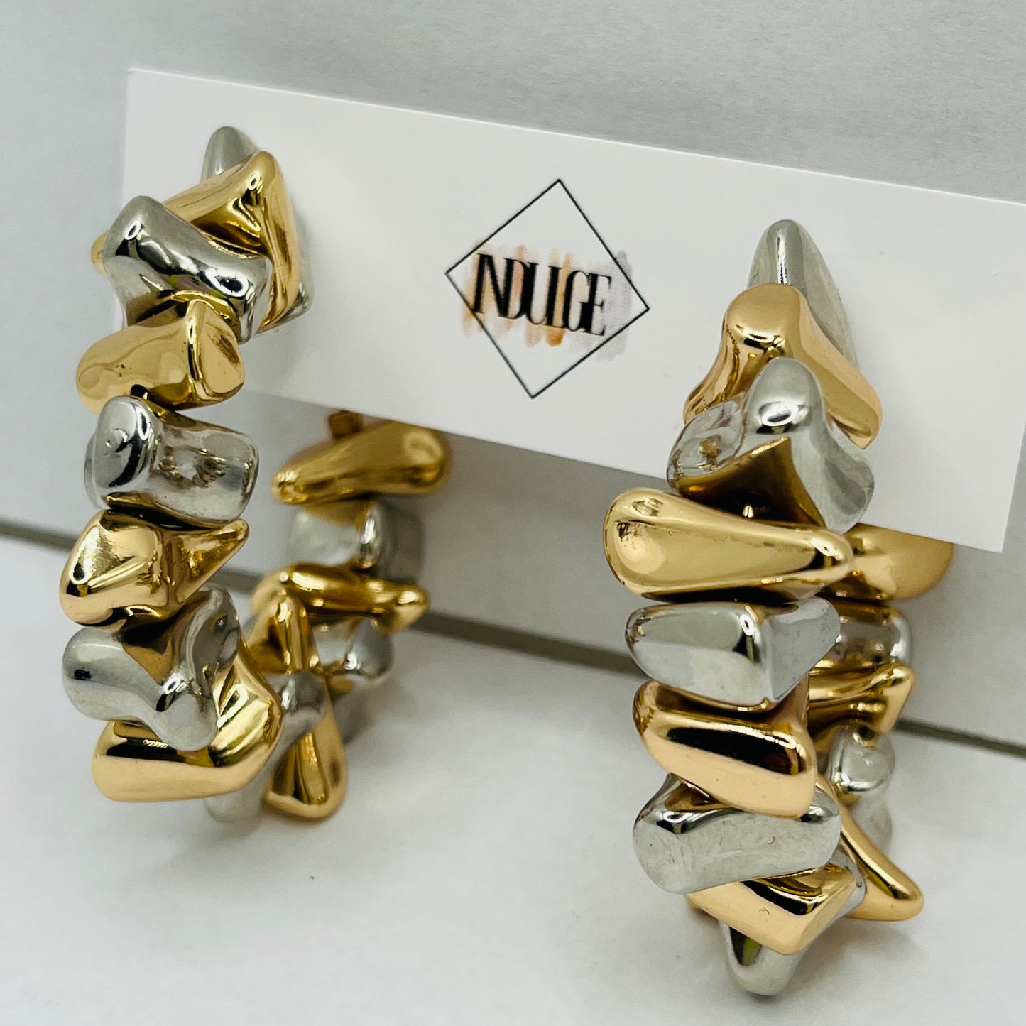 Pebble Metal Mixed Hoop Earrings