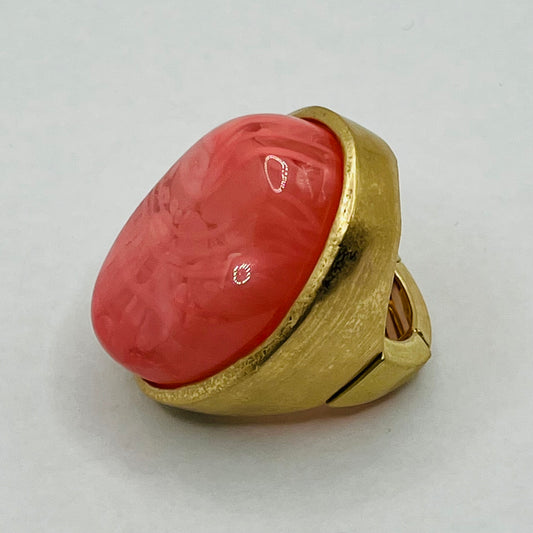 Bold Coral Statement Ring